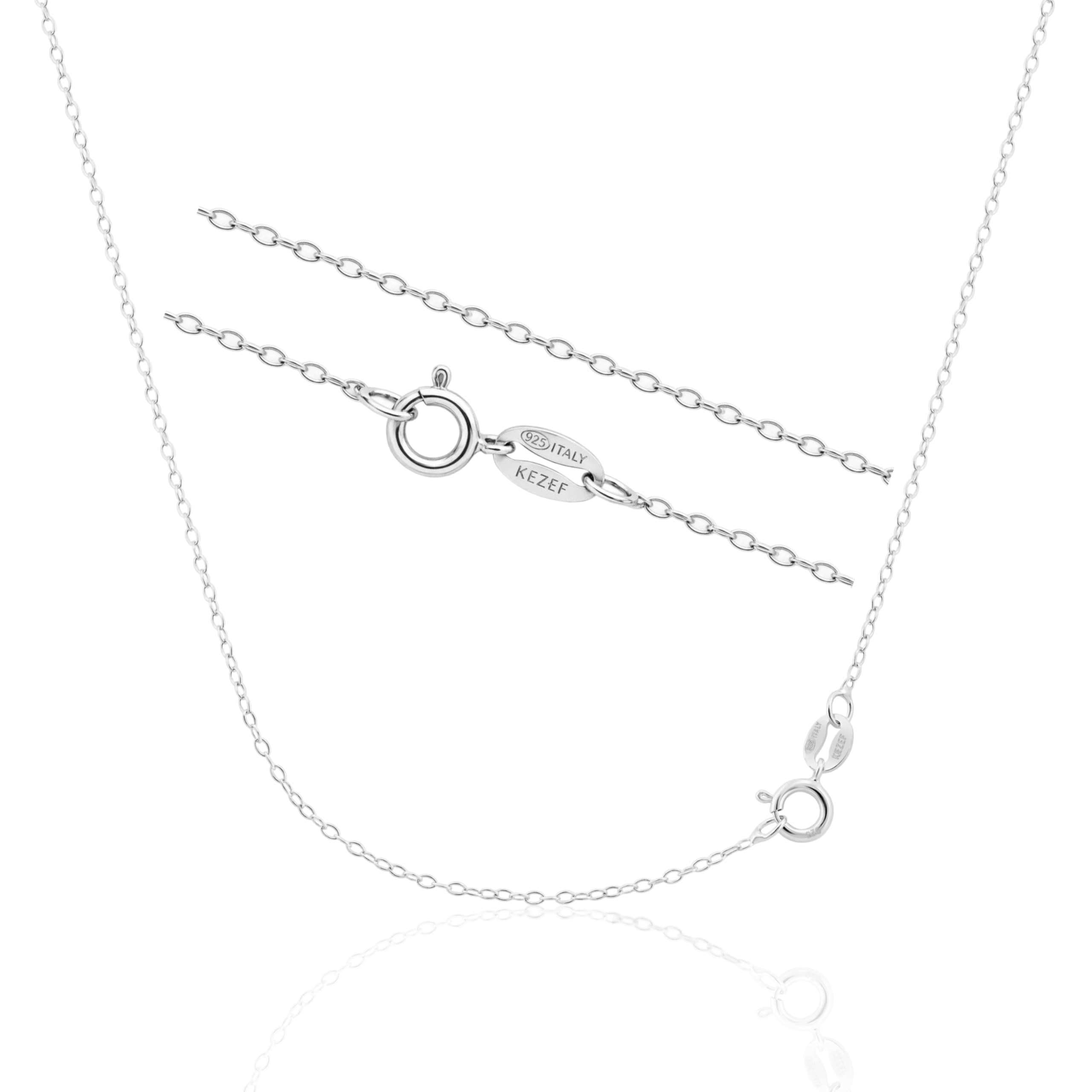 KEZEF 1mm 925 Sterling Silver Necklace for Women | 16-36 inch long Silver, 18k Gold, Rose Gold Necklaces for Women - Made In Italy Real Cable Chain Jewelry | Dainty cadena de plata s925 para mujer