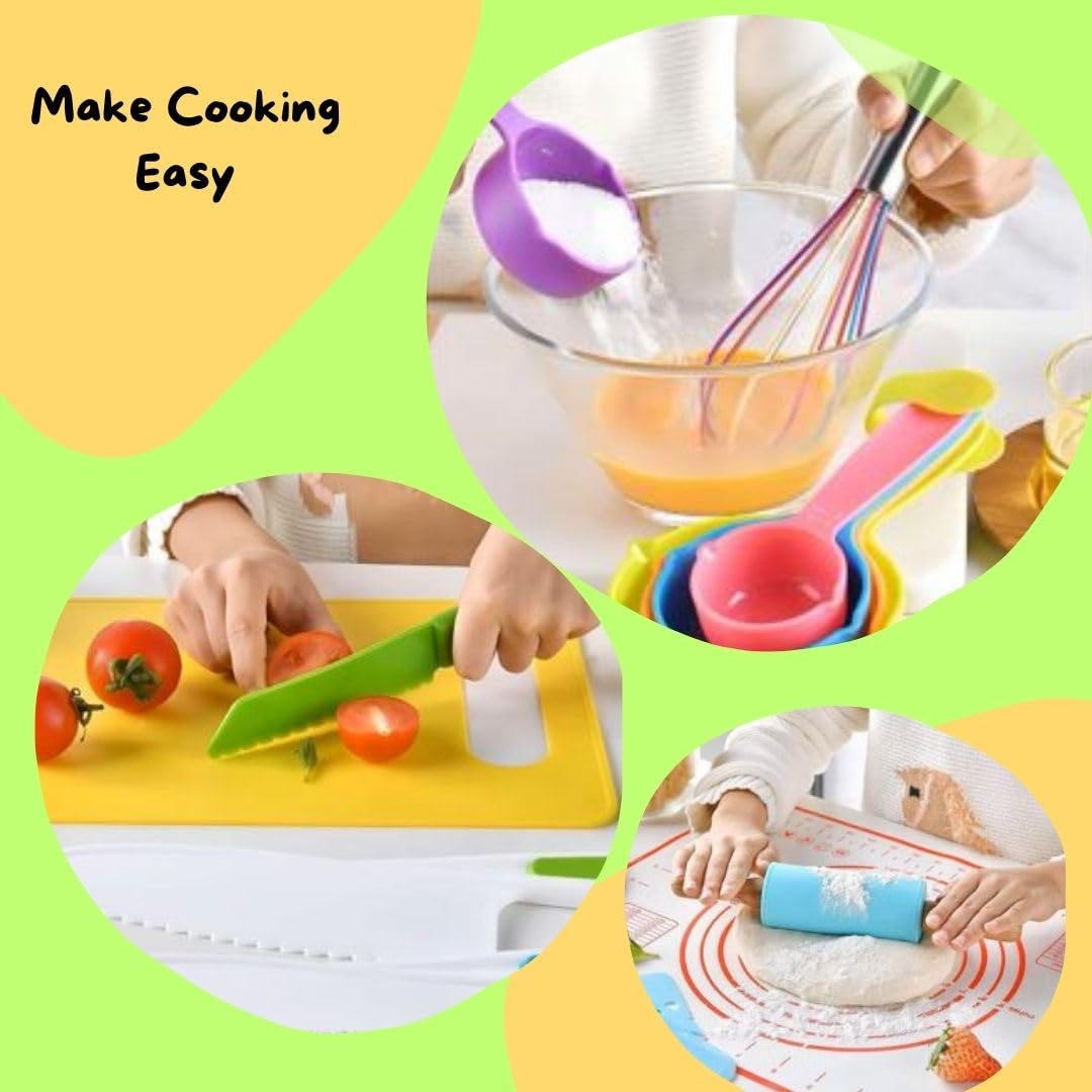 Ustensiles de Cuisine Enfant 31 Pièces - Kit Pâtisserie Sécurisé Montessori - Cadeau Éducatif 3-5 Ans