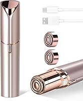 bikurpia Painless Facial Hair Remover for Women - Portable Rechargeable Epilator with LED Light & 2 Replacement Heads for Face, Chin, Upper Lip