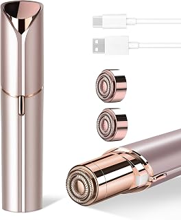 bikurpia Painless Facial Hair Remover for Women - Portable Rechargeable Epilator with LED Light & 2 Replacement Heads for Face, Chin, Upper Lip