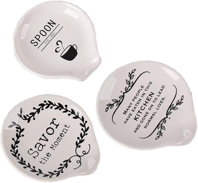Pack of 3 Coffee Spoon Rest, Mini Coffee Spoon Holder Rests for Coffee Station Decor, Small Teaspoon Rest, Porcelain Spoon Holder for Coffee Bar Accessories