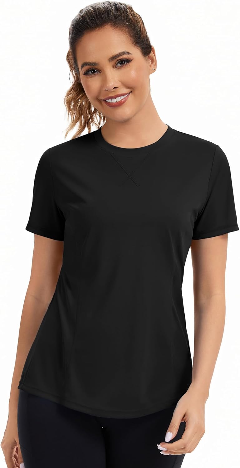AVOOGUE Women's Short Sleeve Workout Tops Quick Dry Athletic UPF50+ Sun Protection Shirts Gym Hiking Running Yoga Clothes - Image 2