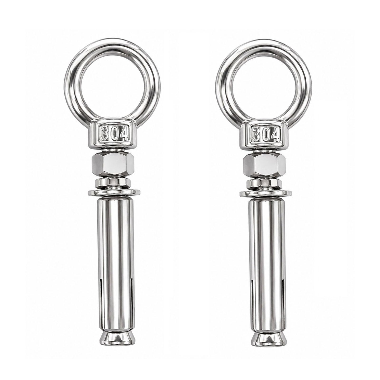 Fortunix 2PCS Eye Bolts, M12 x 150 mm Stainless Steel Eye Bolt with Ring, Expansion Rings Wall Anchor Bolts, Heavy Duty Hook and Eye Lifting Anchor for Masonry Concrete Screws, Eyelet Screw Hardware