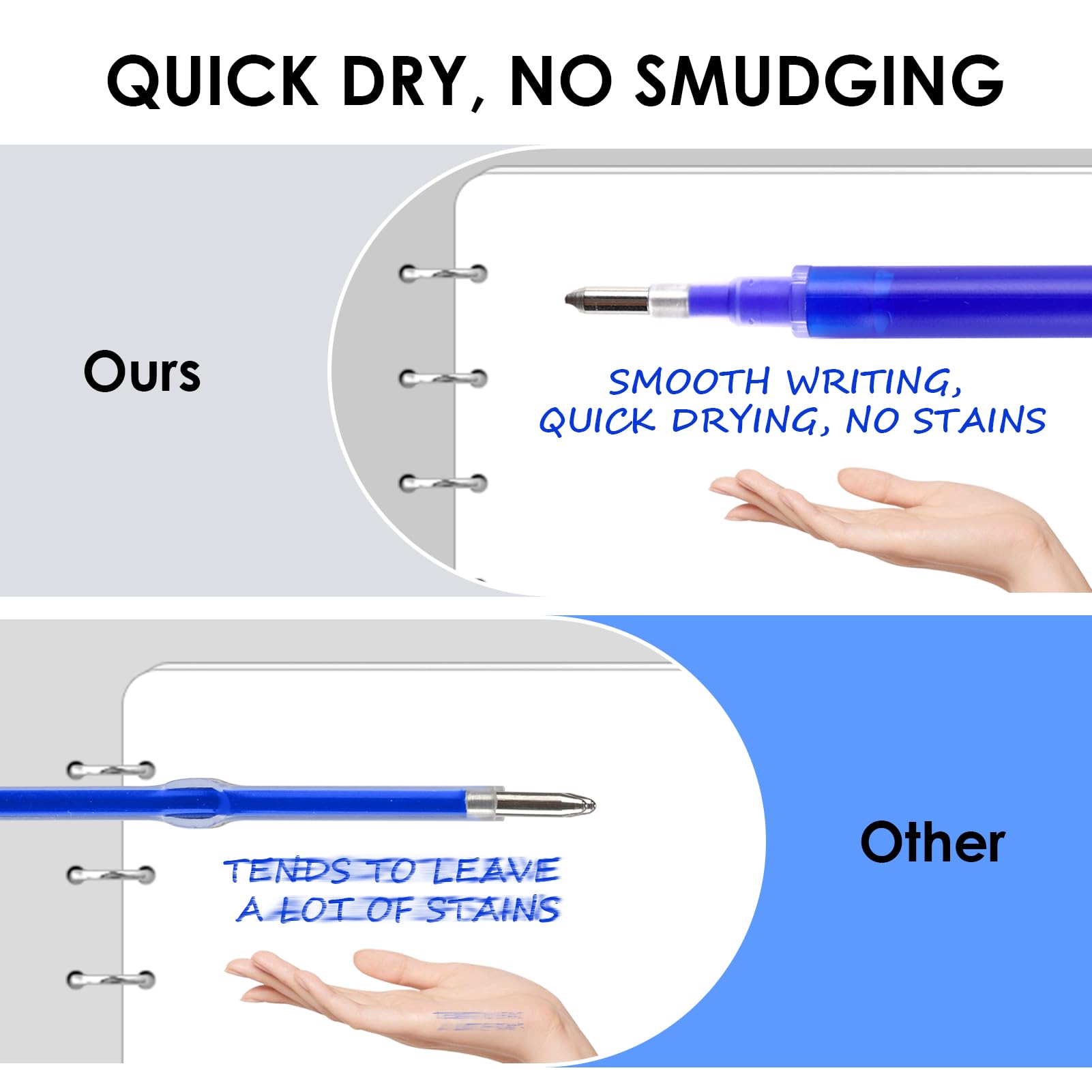 24 Pcs Erasable Pen Refills, Compatible with Pilot Frixion Pens, Blue Ink, 0.5 mm Stainless Steel Tip Erasable Rollerball Pen - Image 3