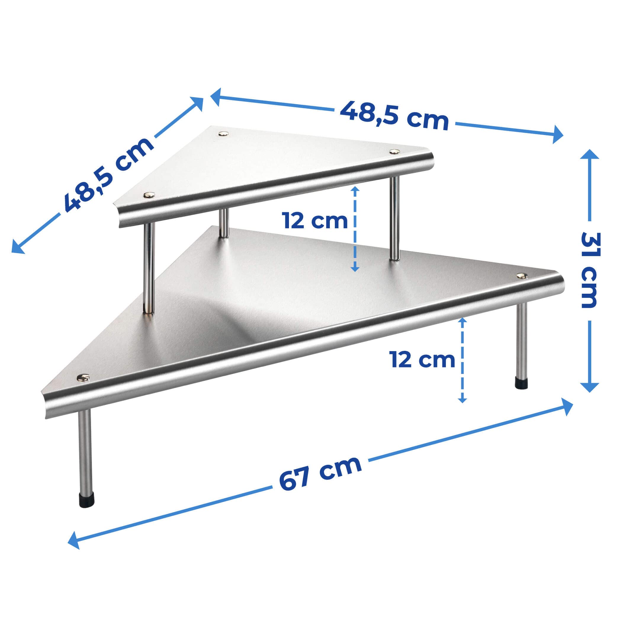 Maximex Étagère d'angle de cuisine Massivo Duo à 2 rayons, Argent