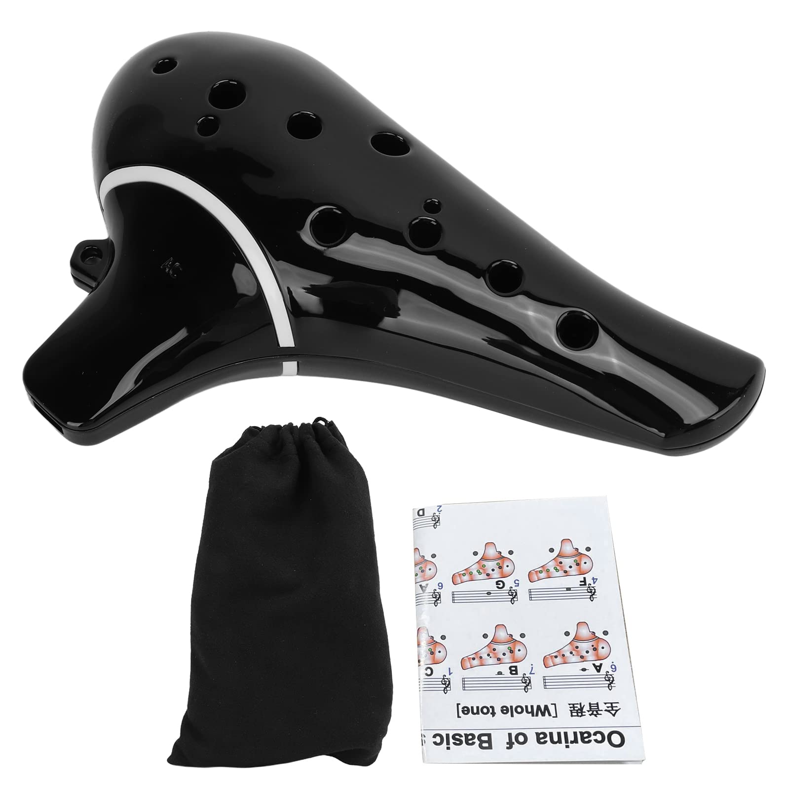 Ocarina 12 Trous AC Alto C Key Portable Ocarina ABS Finition Noire