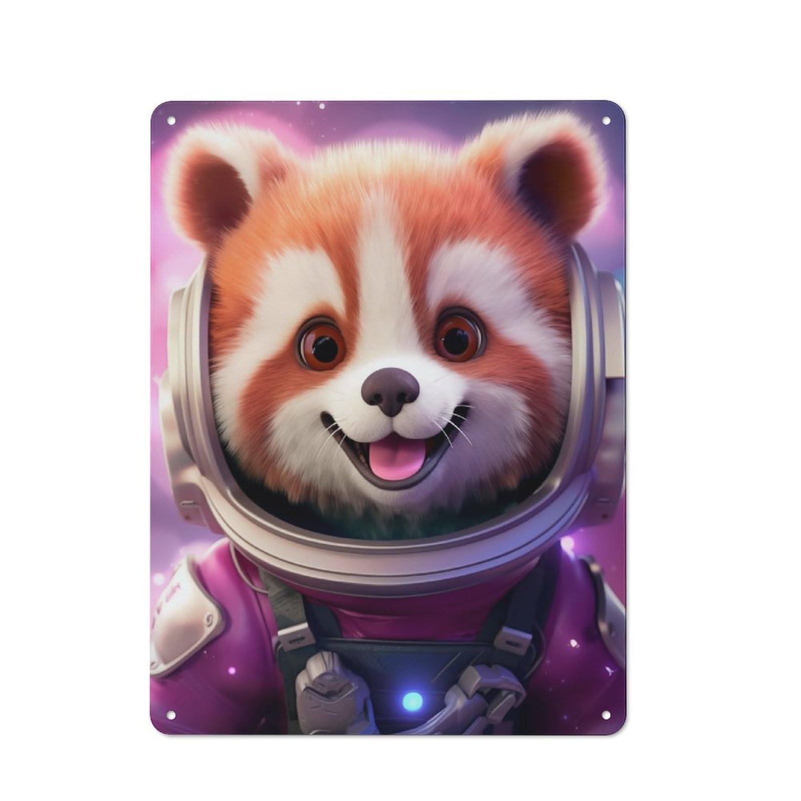 Junmoney Astronaut Baby Red Panda Retro Metal Plaque 40X30cm For Living Room Or Hallway, For An Autumn Wall Display In Living Room And Hallway