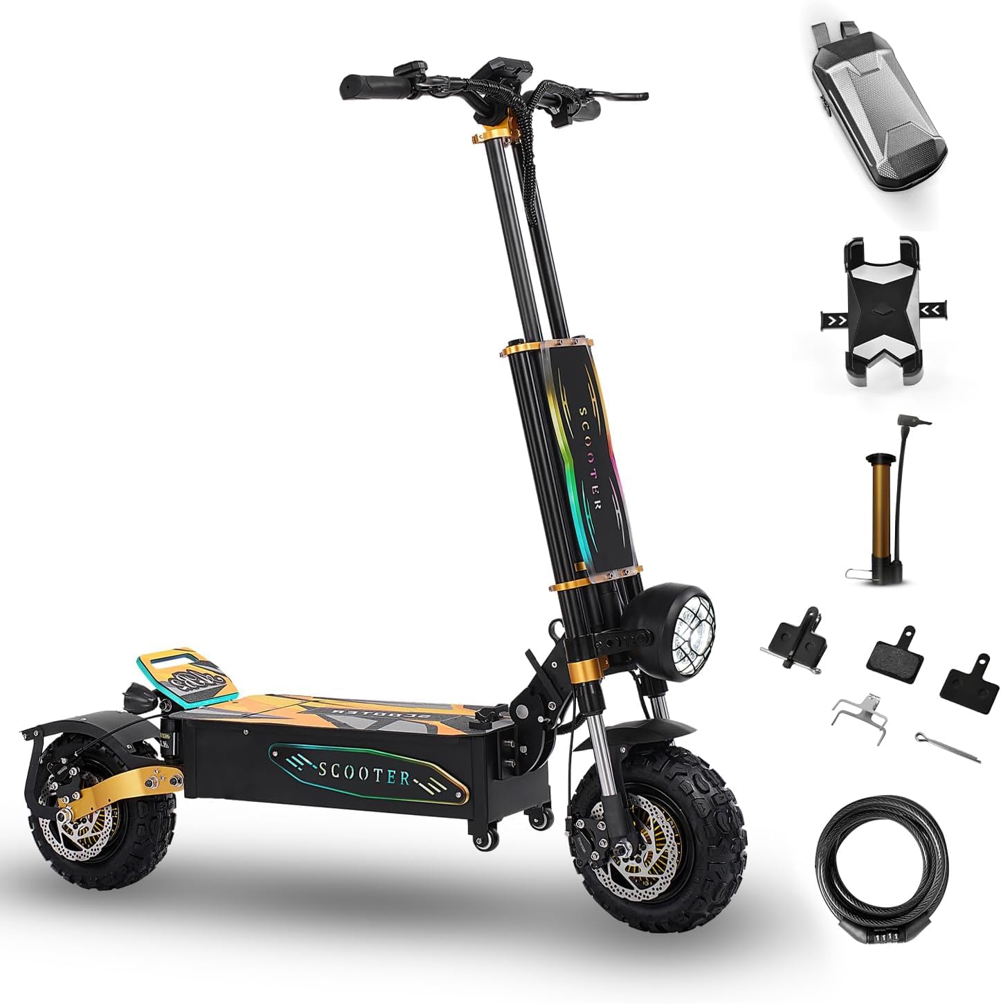 Electric Scooter for Adults 55 Mph 11 Off Road Tires 80 Miles Range 6000W Motor 60V 40Ah Battery