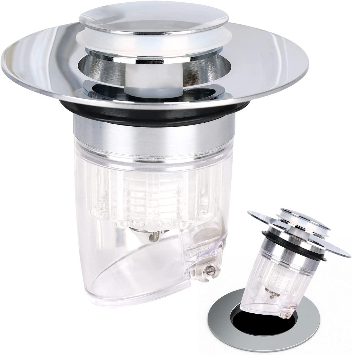 Pop Up Drain Plug, Universal Sink Strainer Stainless Steel Back Pump