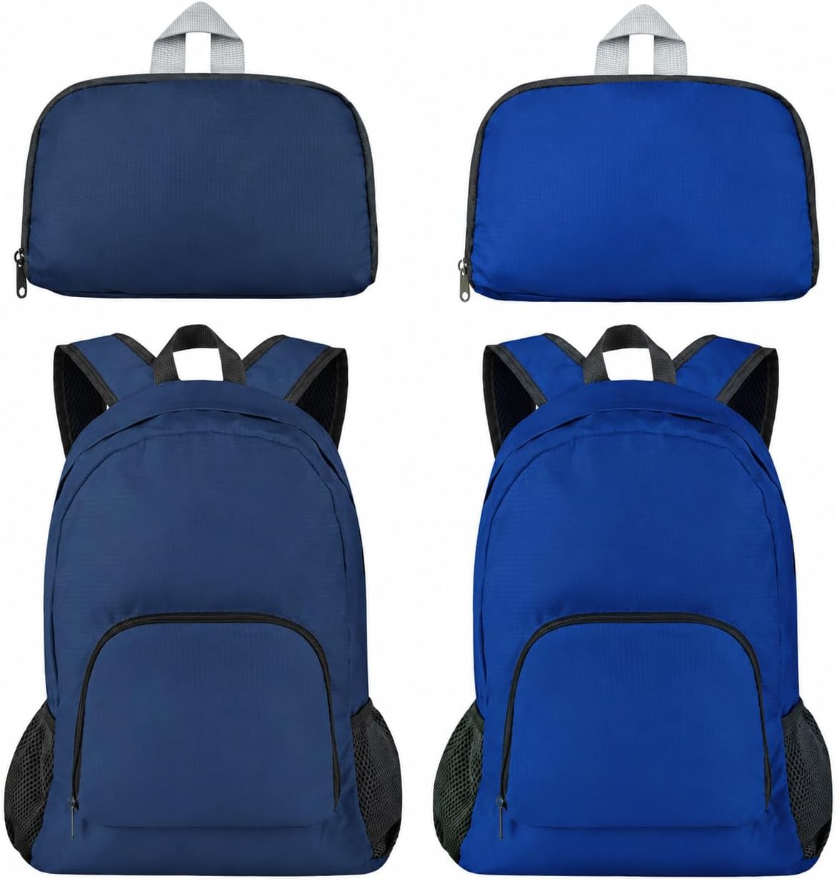 Pack of 2 Lightweight Foldable Backpack, Water Resistant Travel Hiking Packable Backpack 20 Liters (Navy Blue + Royal Blue) for Camping, Outdoor, Travel Cycling