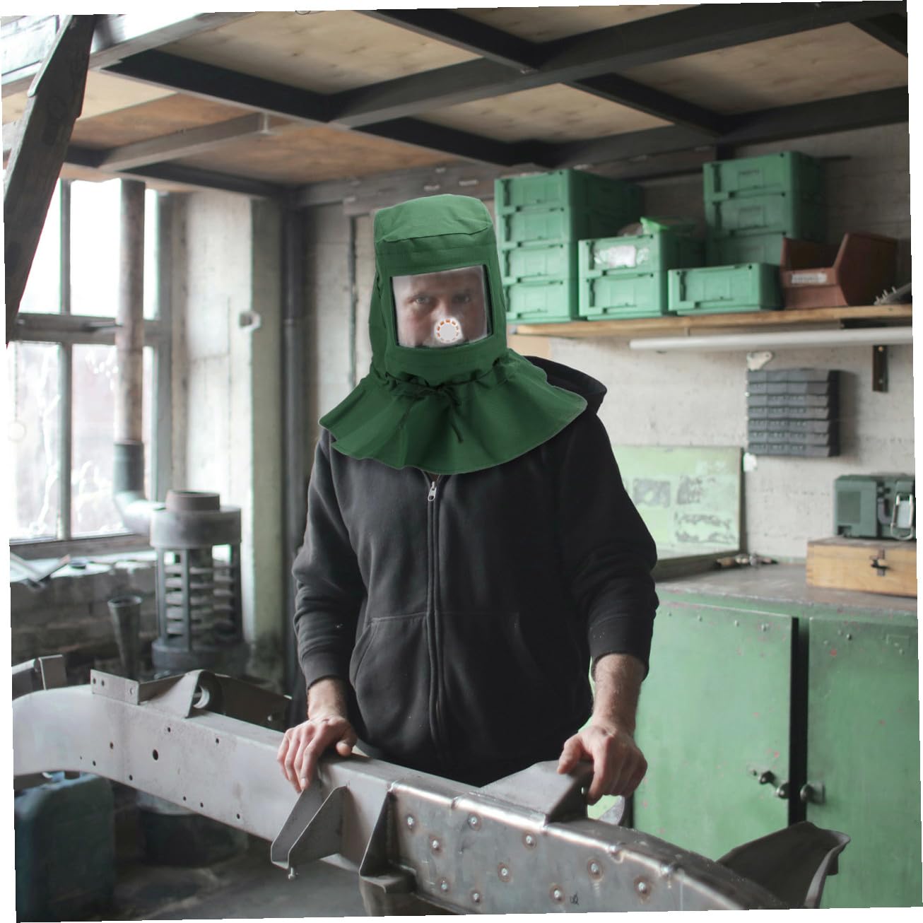 Lurrose Sandblasting Hood Durable Sand Mask with Canvas Lightweight Protective Gear for Dust Grinding and Polishing Use