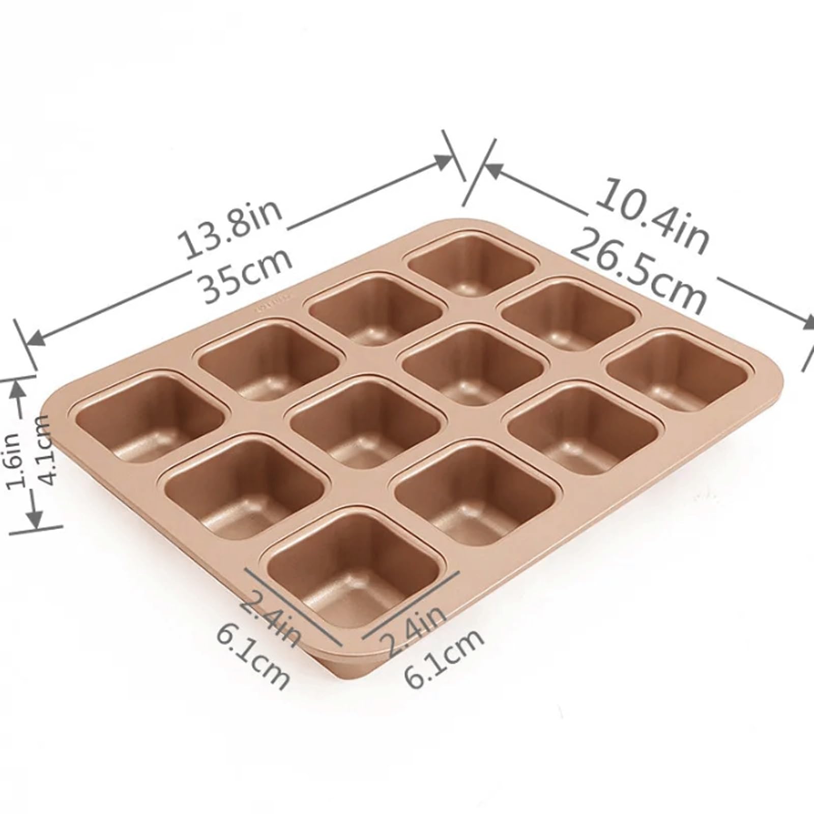 Moule à muffins carrés 12 cavités - antiadhésif for mini-pains, hamburgers et gâteaux, compatible four, micro-ondes lave-vaisselle