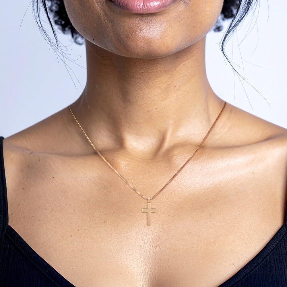 IceCarats 14K Solid Rose Gold Large Cross Pendant Necklace 31.5mm 1 1/4 inch Polished, Textured, Latin For Her