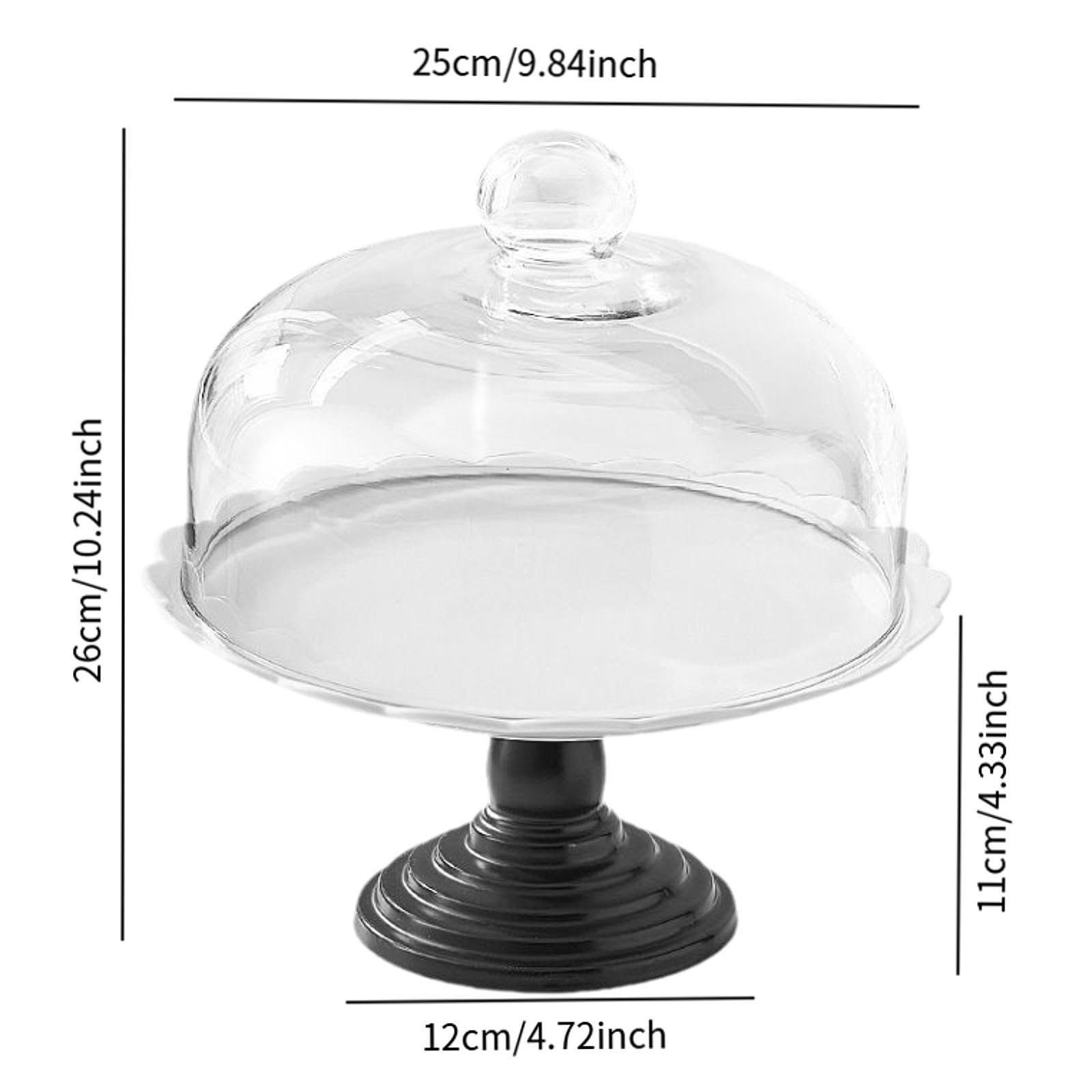 Cake Stand Bandeja para Pastel Soporte de Repostería Plato de Postres Cubierta de Cristal Cerámica con Mango Redondo Adecuado para Reuniones Familiare, 10 Inch
