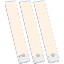 Motion Sensor Under Cabinet Lights, Magnetic Rechargeable Under Counter Closet Light, Wireless Night Light Bar Stick-On, 3-Pack, Neutral White