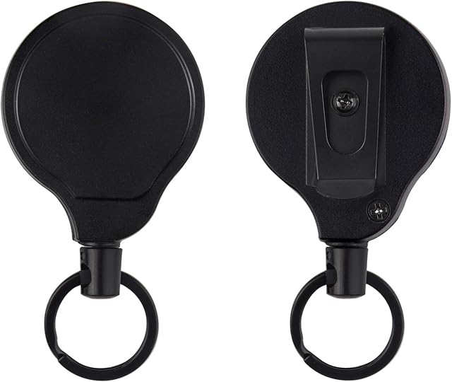 TUPARKA 2 Pcs Retractable Keyring Key Chain Heavy Duty Badge Reel Clips Non-slip Badge Holder with 60cm/ 23.6 Inches Steel Wire Rope, Black