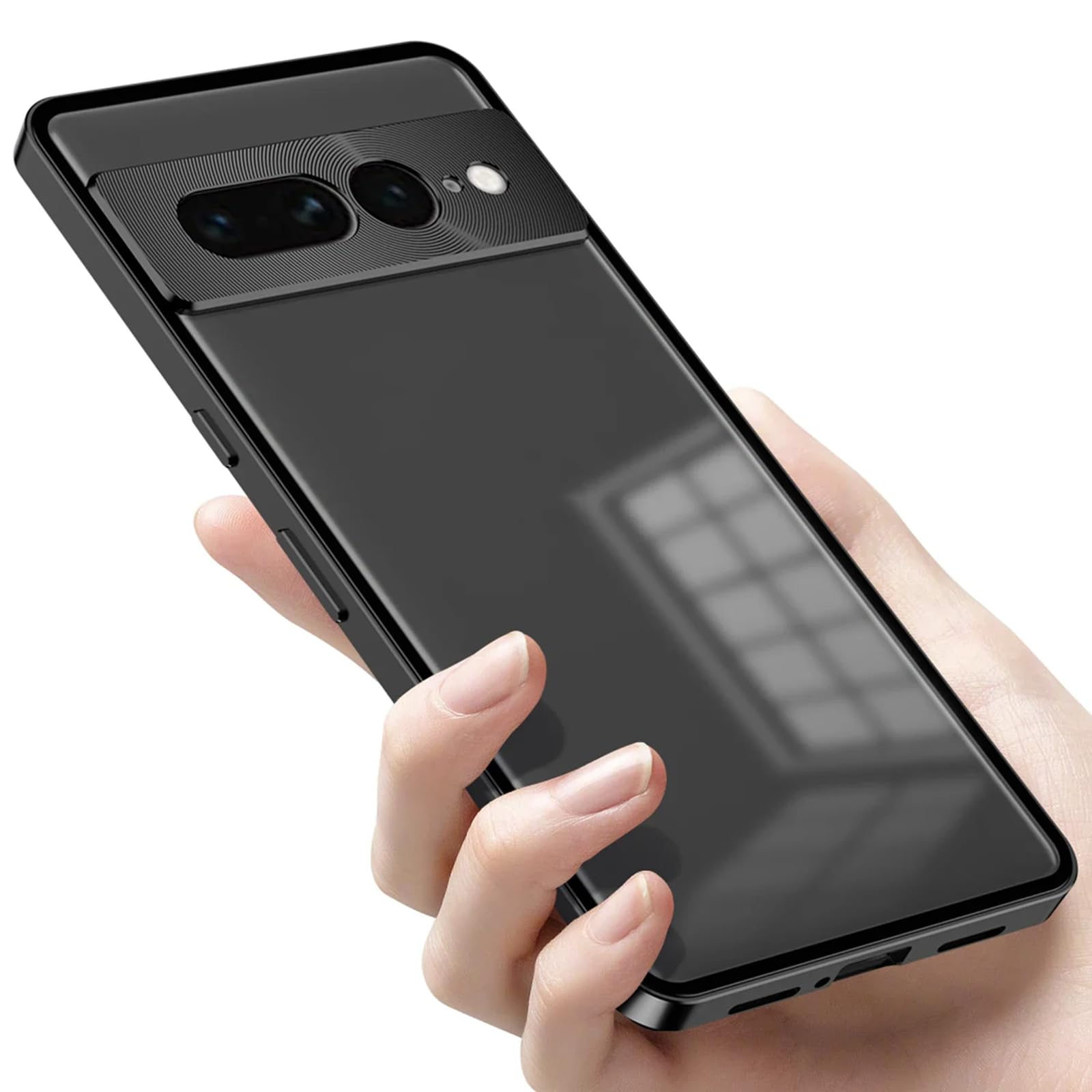 YhomeY Custodia magnetica in alluminio per Google Pixel 7/7 A/7 Pro/8/8 A/8 Pro, lussuosa cornice antiurto in metallo premium con cover posteriore in plastica rigida,Argento,7 Pro
