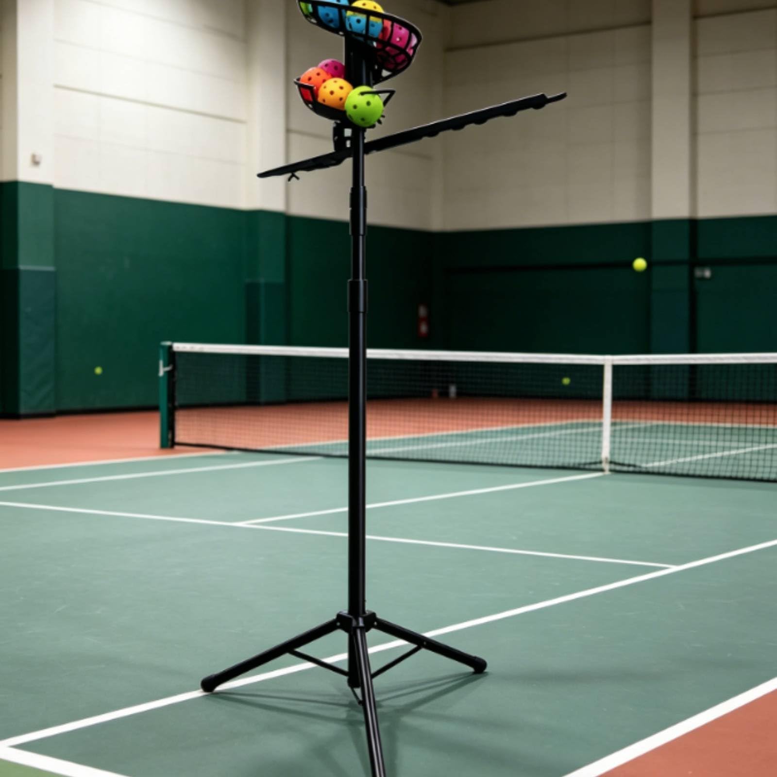 Lanciatore di Palle da Tennis Macchina Allenamento Dispensatore Automatico Apparecchio Regolabile con Alimentazione Continua per E Controllo su Varie