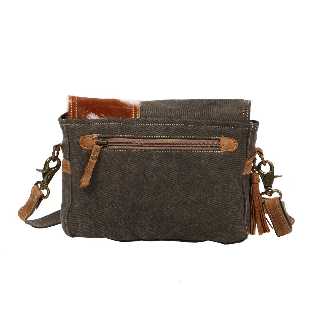 Myra Macey Flap Over Crossbody Bag - Upcycled Canvas & Leather, Small Multicolor Purse For Everyday Wear