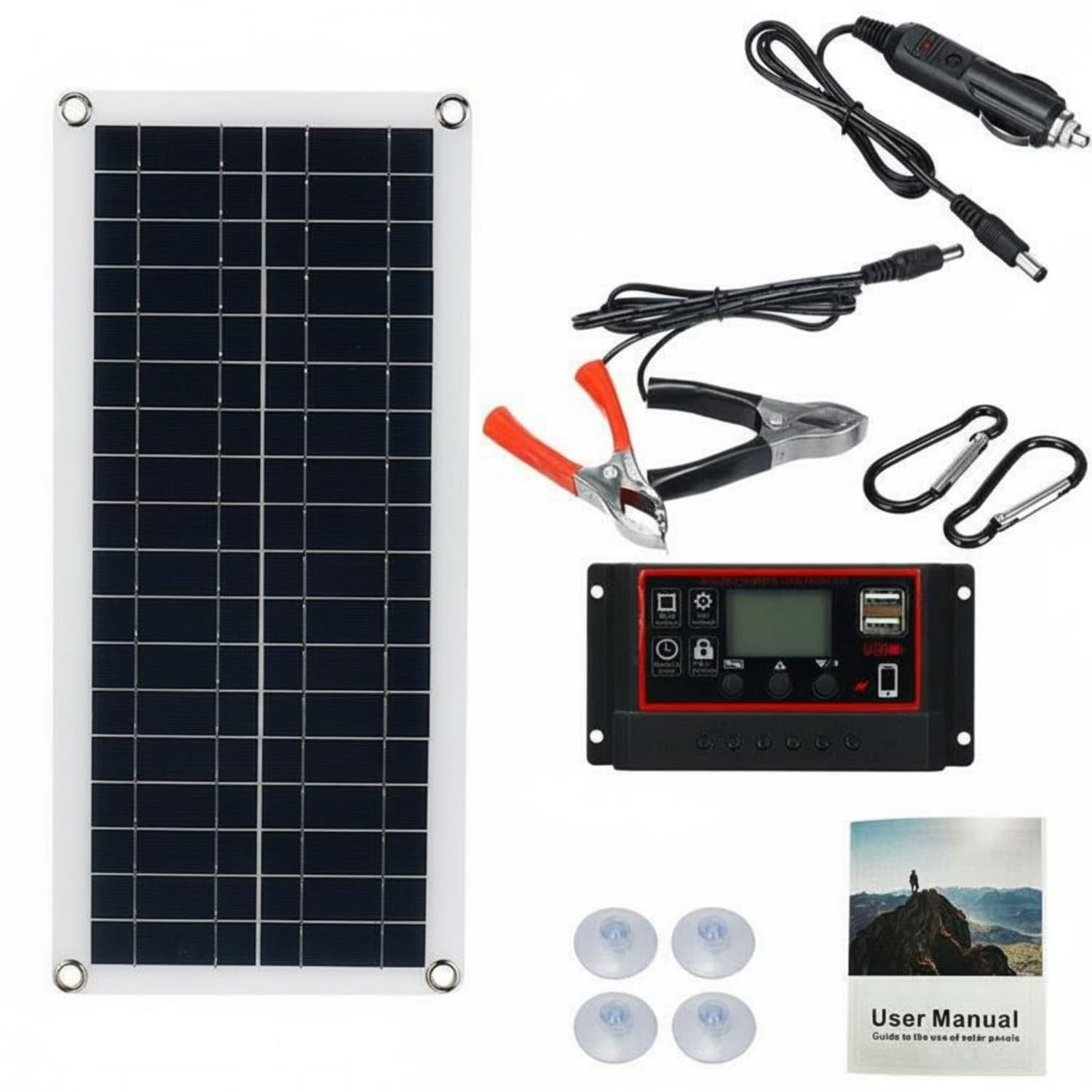 Lightweight 10W Solar Panel Charger Built-in Smart Charge Controller 12V Solar Charging Kit Overcharge Protection Water Resistant for Campers, Boaters, Camping, Boating, 40A Controller-image-20