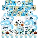 34 Pièces Voyage Ballons de Décoration Global Travel Thèmes Cake Toppers Let the Adventure Begin Bannière Fournitures pour Fêtes Voyage Décoration de Gâteau