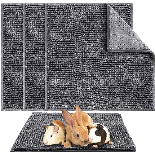 Amylove 4 Pcs Guinea Pig Cage Liner Washable Fleece Pee Pads Pet Dog Cat Bedding Training Mat for Small Animal Guinea Pig Puppy Bunny Hamster(12 x 12 Inch,Square,Dark Gray)