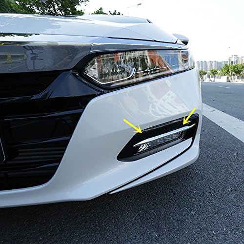 ZiWen Sport Chrome Front Fog Light Eyelid Molding Trim for Honda Accord Sedan 10th 2018 2019 2020(Chrome)