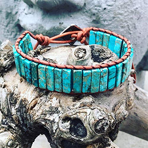 Image of YGLINE Boho Handmade Wrap Leather Tube Crystal Stone Bracelet for Women