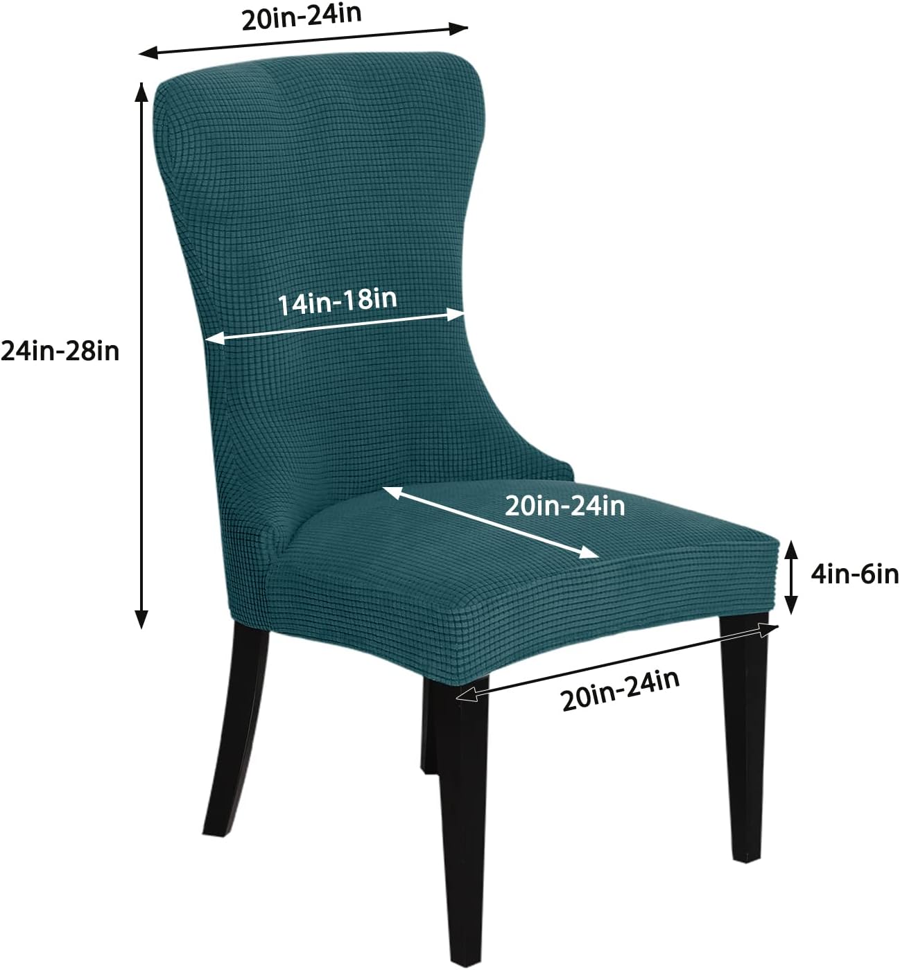 Stretch Removable Reusable Jacquard Wingback Side Chair Slipcover Soft Spandex Fabric Furniture Protector for Kitchen and Dining Room Banquet Home Party Decor 4 PCS