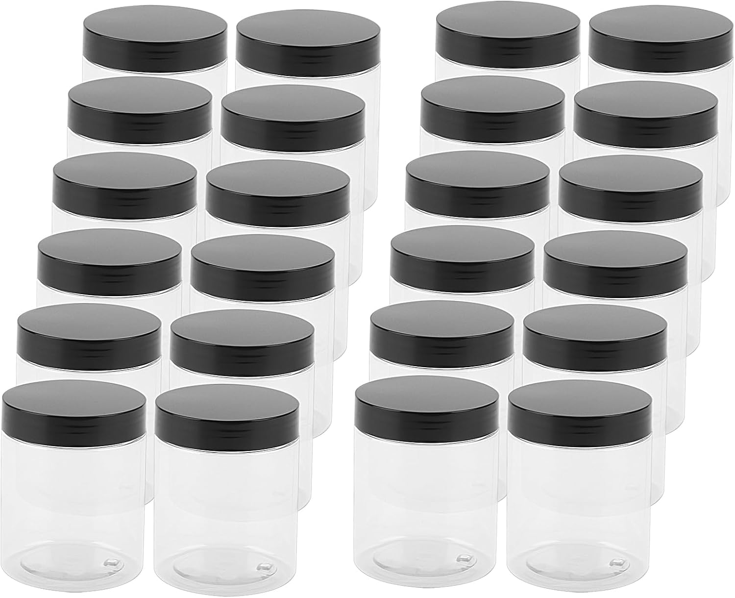 SOUJAP 24 Pack 8oz Jars with Black Lids, 250ml Empty Plastic Clear Jars