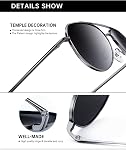 HENGOSEN Classic Aviator Sunglasses for Men Women, Pilot Polarized Square Sunglasses with UV 400 Protection