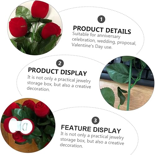 Miniatura 2 de Adorainbow 5pcs Rose Ring Box Gifts Rings The Gift Jewelry Boxes Gift Boxes Jewelry Case Miss Pearlescent Flannel Makeup