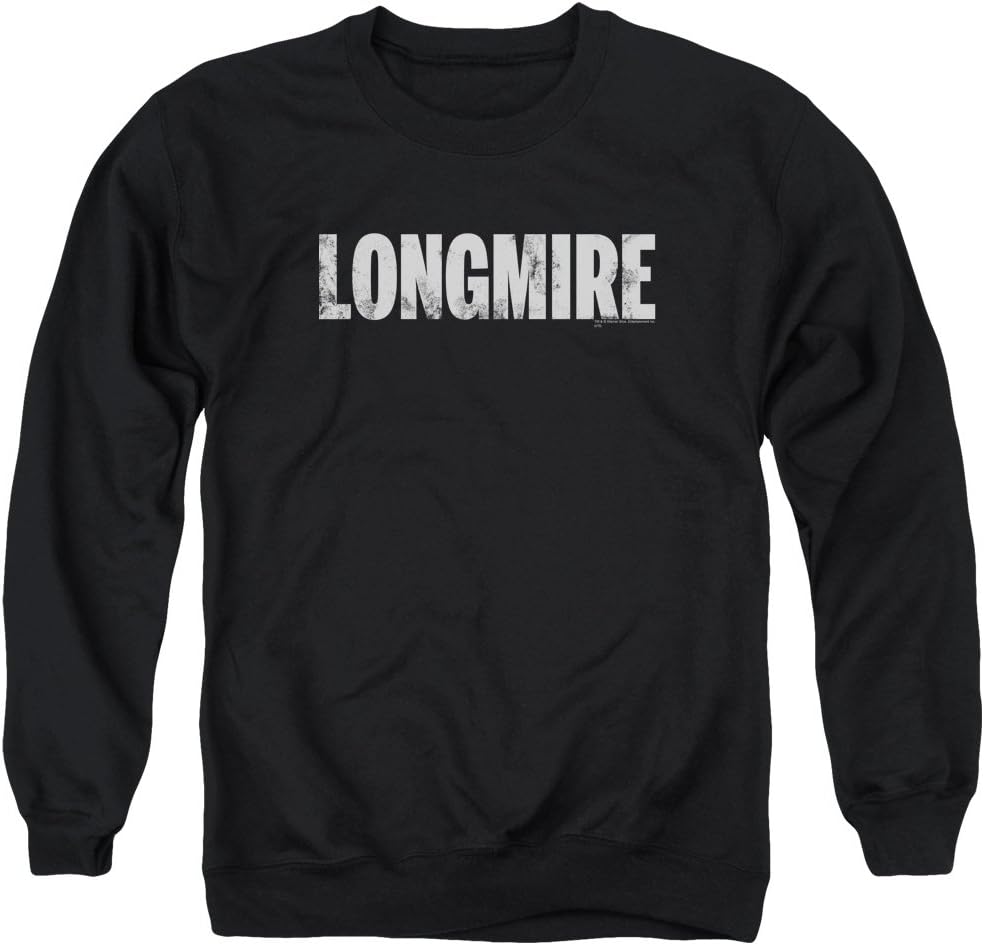 Longmire A&E Western Crime Action TV Show Distressed Logo Adult Crew Sweatshirt Black