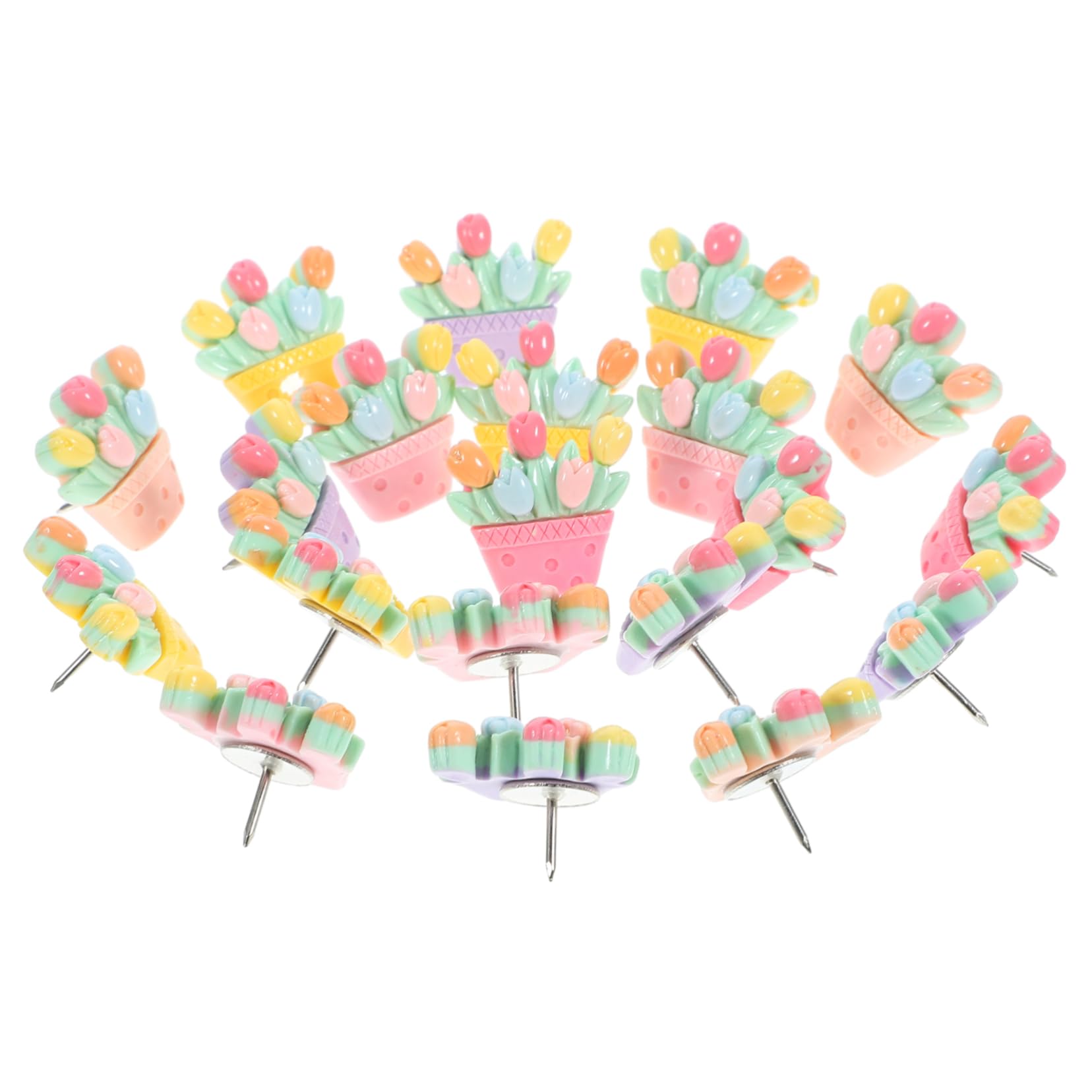 LALAFINA 100pezzi Chiodi Decorativi Forma Di Fiore Per Bacheca Push Pin Multifunzionali Per Ufficio e Casa Accessori Per Scrivania Per Mappe e Foto