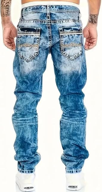 Mens Motorcycle Protective Jeans Tear Resistant Baggy Denim Pants with Knee Pad Design for Riding and Cycling