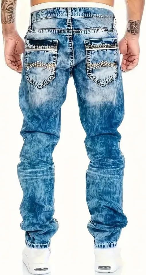 Mens Motorcycle Protective Jeans Tear Resistant Baggy Denim Pants with Knee Pad Design for Riding and Cycling