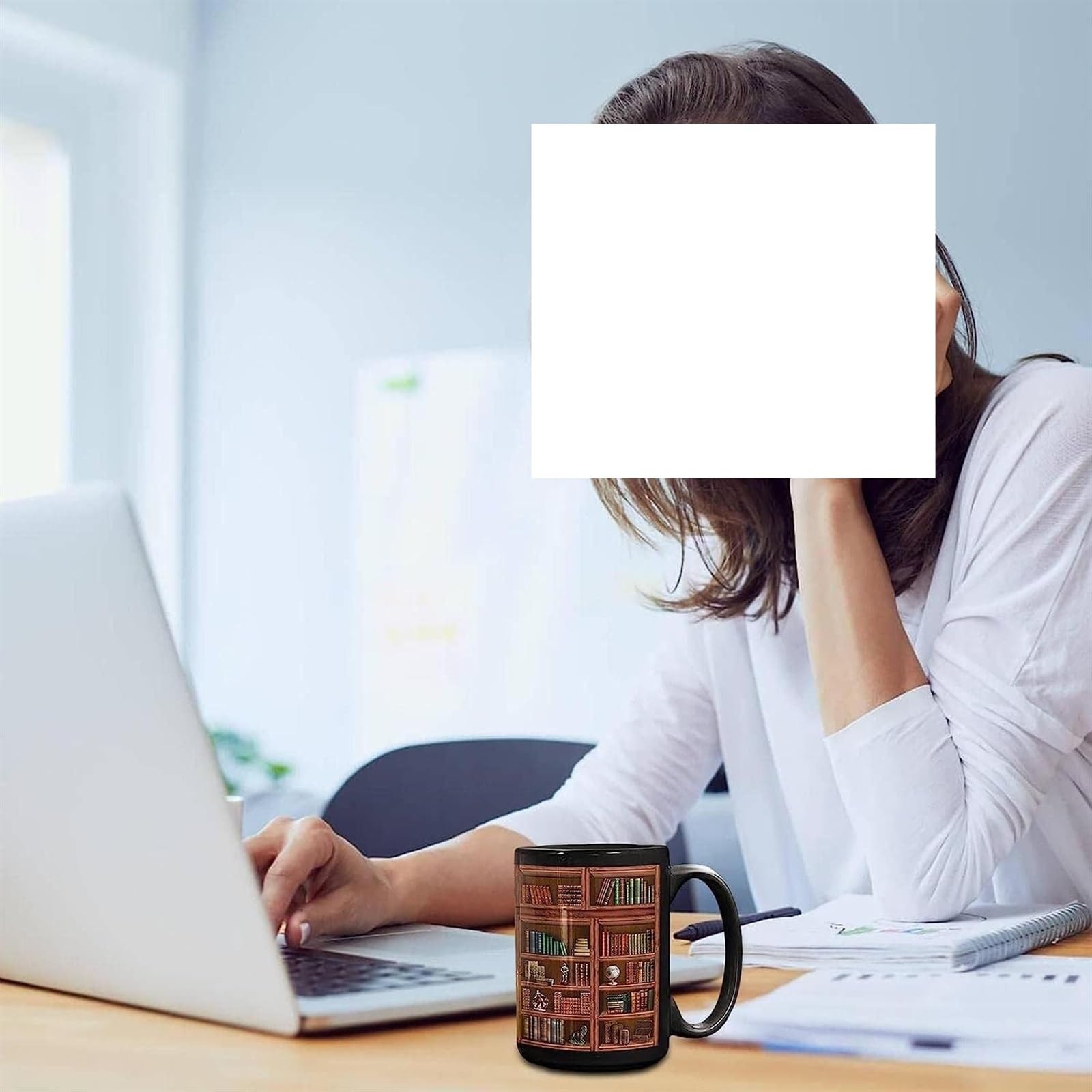 KanDuo Personalisierte Kaffeetasse, Keramik-Trinkbecher, Keramik-Wassertasse, Kaffeetasse, Buch-Kaffeetasse – lustige Keramik-Buchclub-Tasse, 430 ml, beidseitig Bedruckte Bücherregal-Tasse f