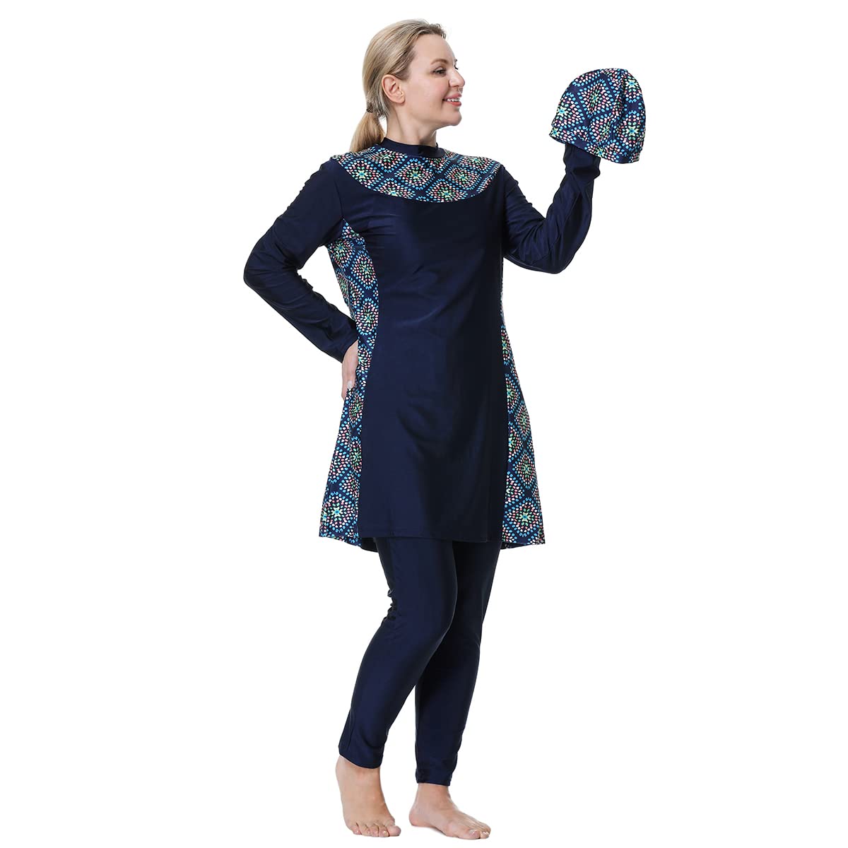 Skromne stroje kąpielowe plus size dla kobiet z hidżabem pełne pokrycie islamskie burkini muzułmańskie