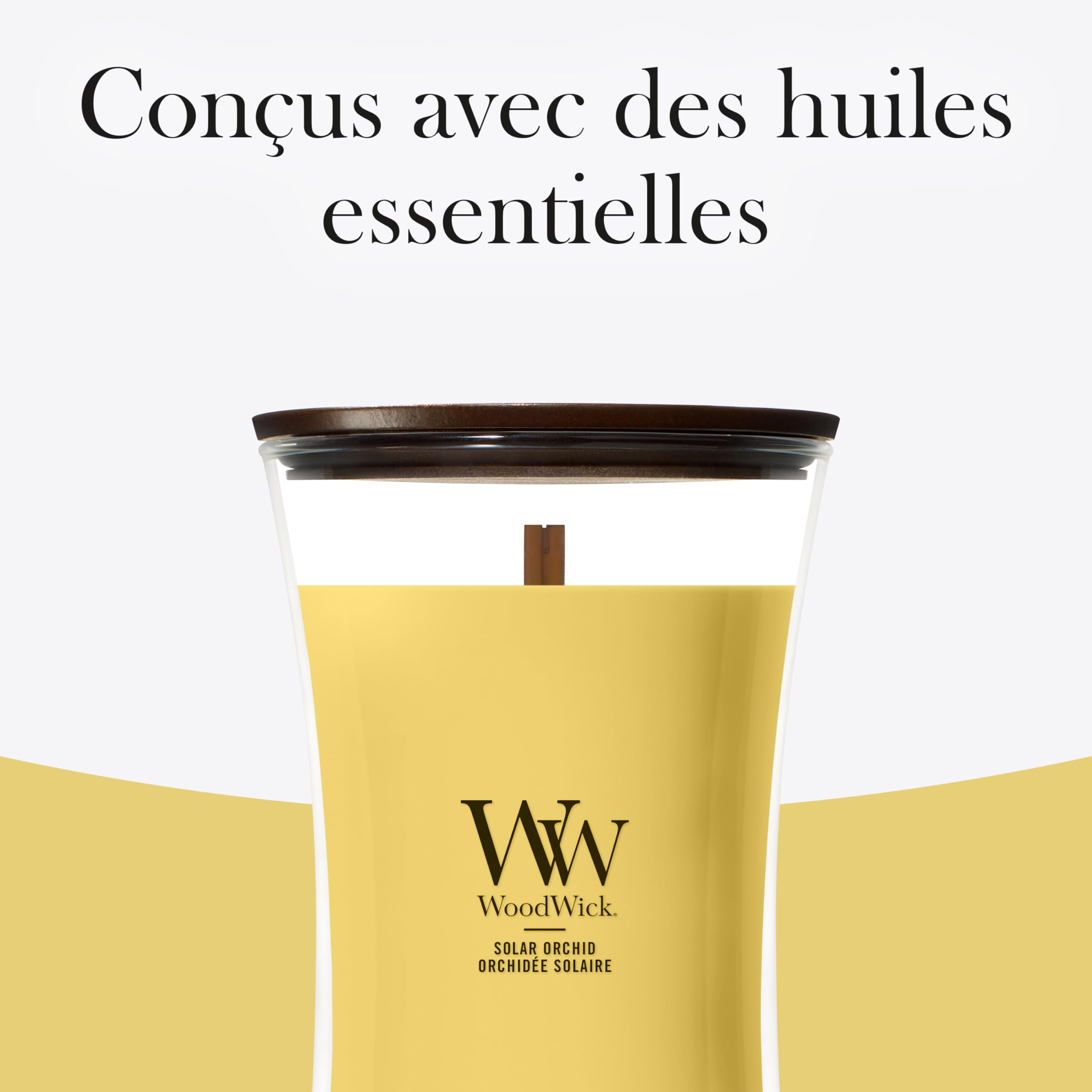 WoodWick Bougie parfumée | Grande bougie sablier | Orchidée solaire | Cadeaux parfaits pour femmes