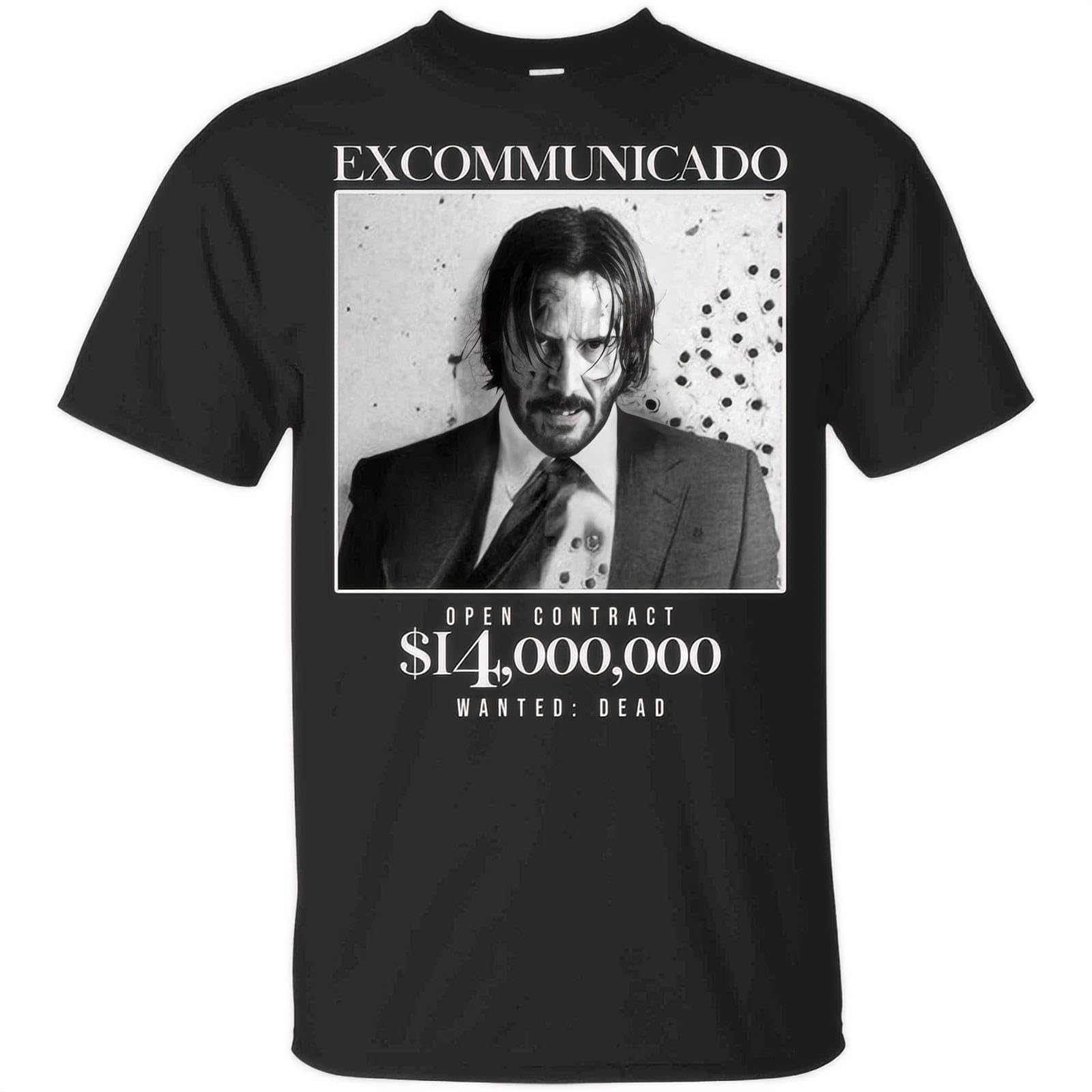 HAPDEZH John-Wick-Shirt-Baba-Yaga-T-Shirt-Excommunicado-Open-Contract-14-Million-Dollar-T-Shirt Black