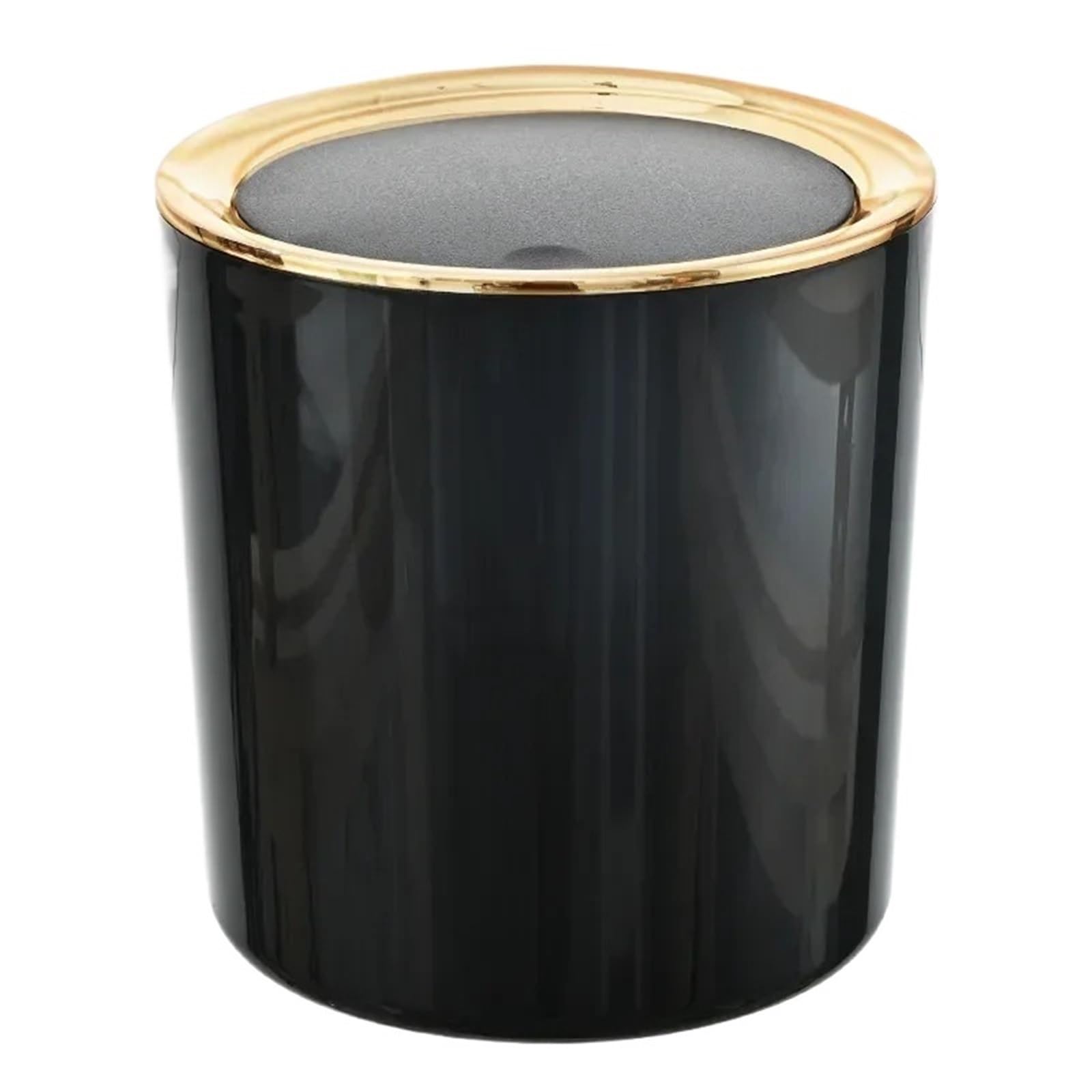 Mini Press Lid Wastebasket, Mini Desk Plastic Trash Can Multicolor 14.2x15cm(Black)