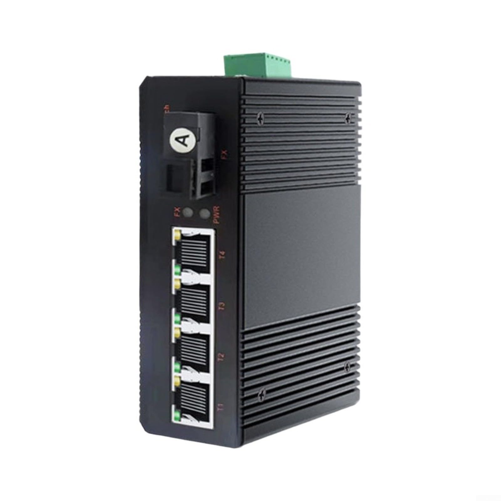 Convertisseur de média Gigabit industriel, 1x pour sc Fiber 4x Ethernet, rail DIN