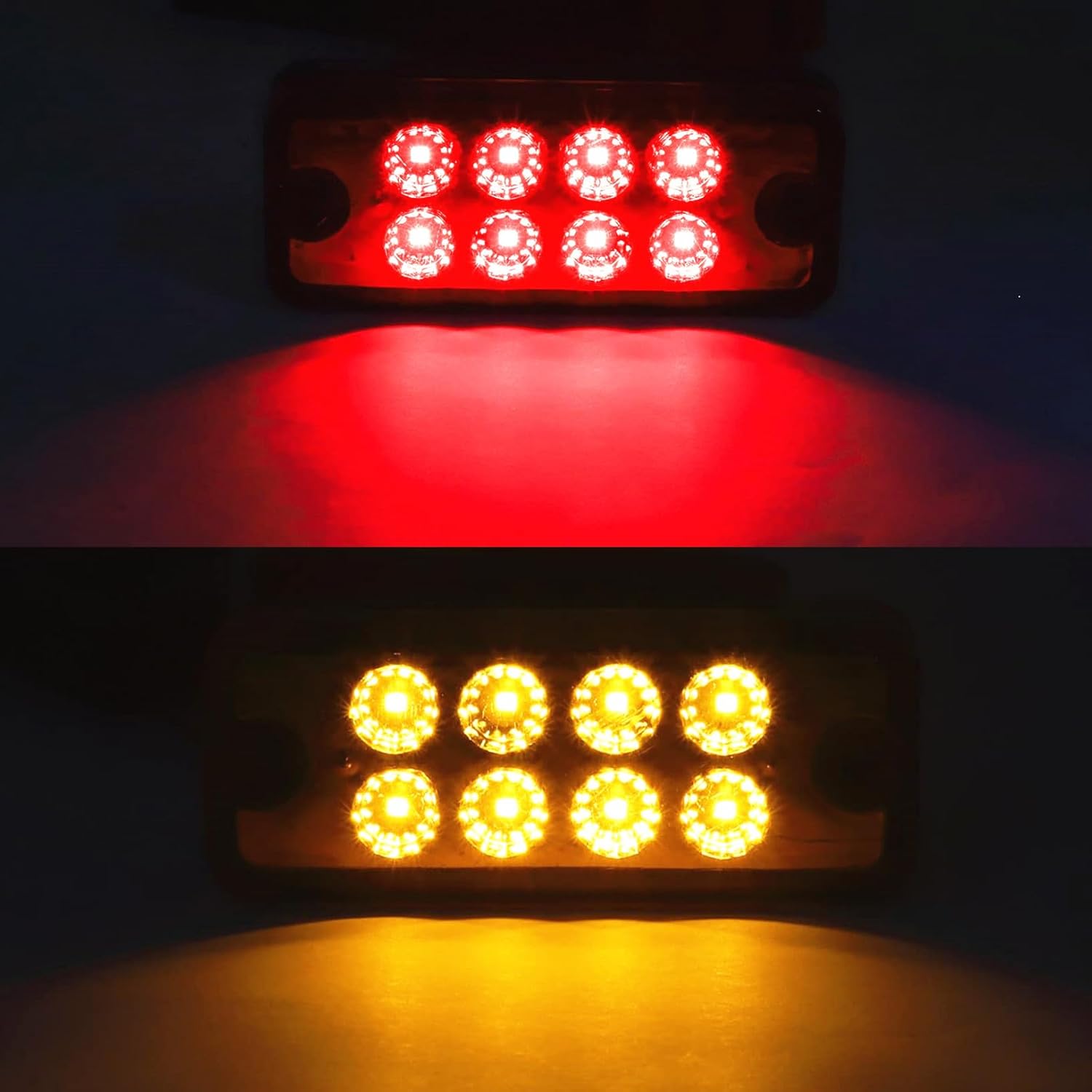 Ourbest Square LED Marker Lights, 8-LED Rectangle Clearence Front Rear Side Marker Indicators Light Tail Light Red 12V-24V Waterproof for Car Truck Bus Boat (Yellow Red)