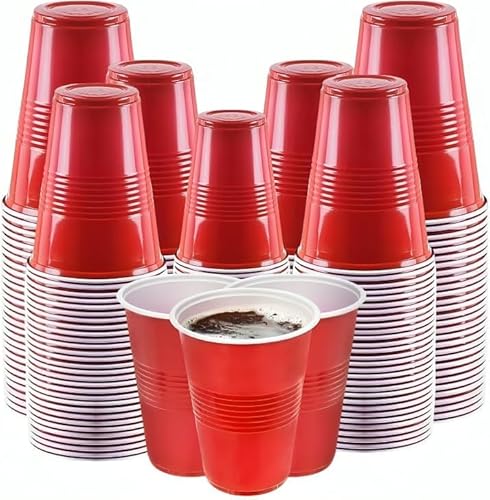 100 Pack 16 oz Red Party Cup, Reusable Cold Drink Cups, Party Cup Set, Pong Cups, for Birthday, Picnic, New Year, Christmas, Camping, Wedding