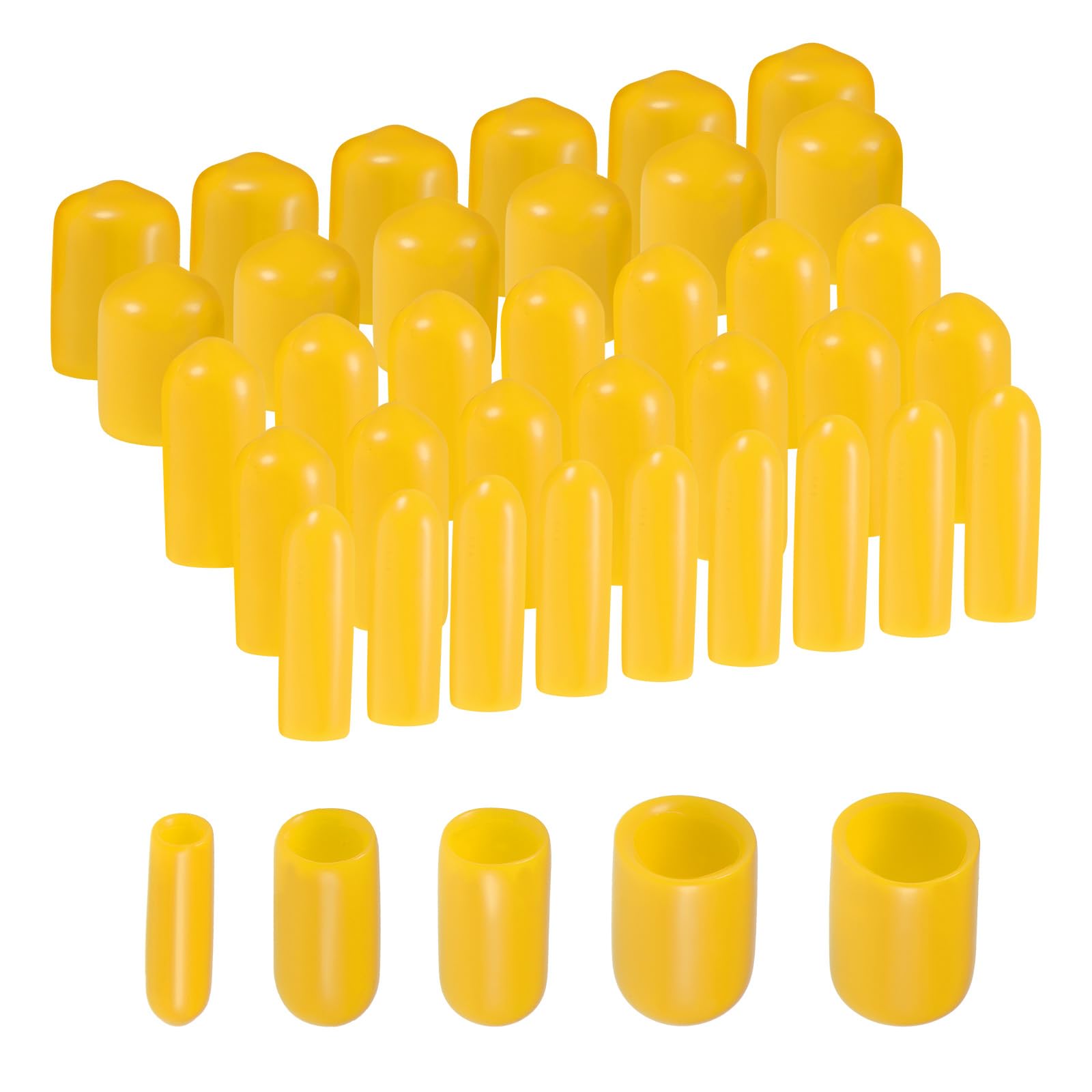 uxcell 50pcs Round Rubber End Caps 1/8" 3/16" 1/4" 5/16" 3/8" Yellow ...