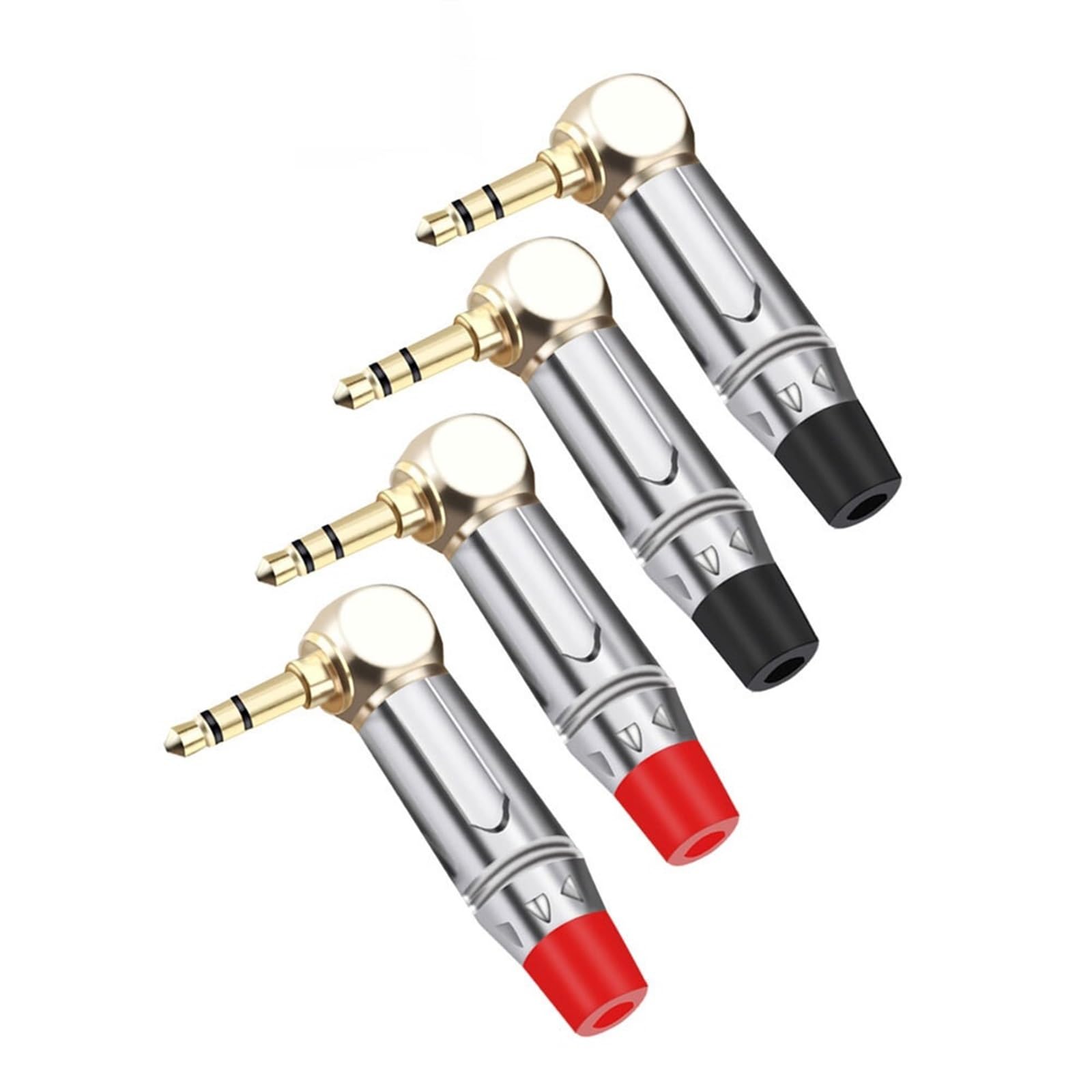 10 Uds forma de L 90 grados 3,5mm 3 polos conector macho estéreo ángulo recto conector de tubo de aleación de Zinc conector Jack de auriculares for soldar(Red Tube)