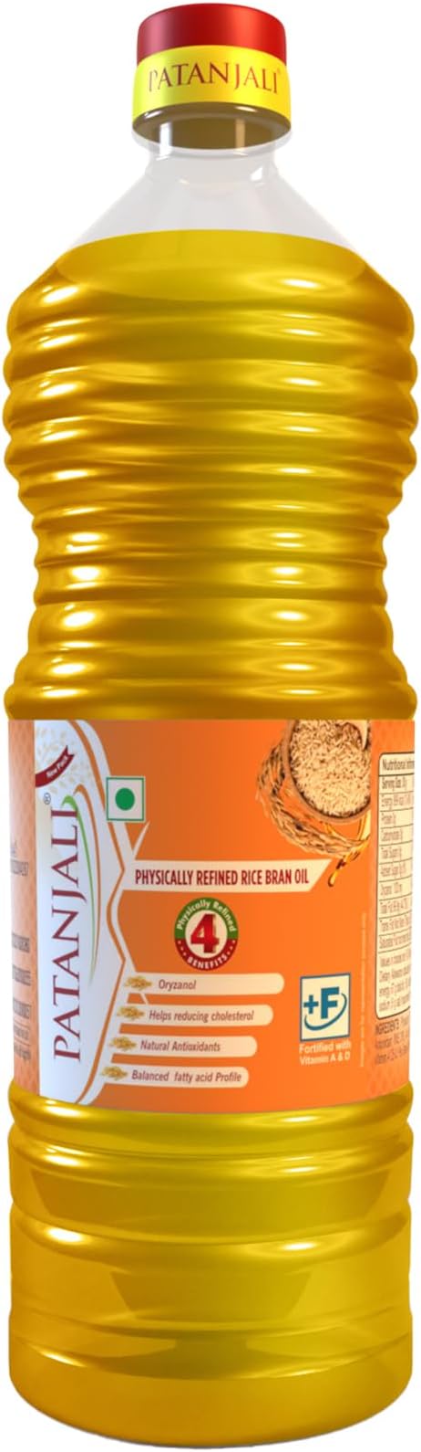 Patanjali Rice Bran Oil 1L/850g Bottle, Cold Pressed Cooking Oil Suitable for Cooking & Frying, Nutrient-Rich & Cholesterol Free Cooking Oil for Everyday Use