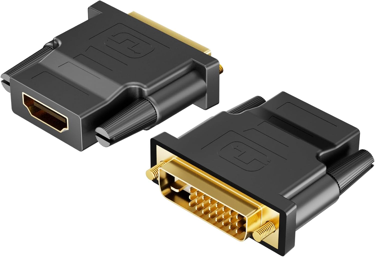 DVI to HDMI Adapter DVI-D Male to HDMI Female Adapter 1920x1200 1080P Bi-Directional Conversion DVI 24+1 to HDMI Converter for PC Monitor Laptop TV Projector 2 Pack