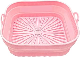 Bandeja de silicona para freidora de aire, bandeja de horno antiadherente, color rosa