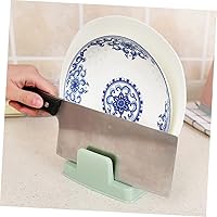 Vista 6 de 2 estantes de plástico para tapa de sartén verde, organizador de cubierta de olla, soporte de almacenamiento para cocina